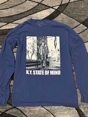 Nas N.Y. State of Mind Blue Graphic Long-Sleeve Tee